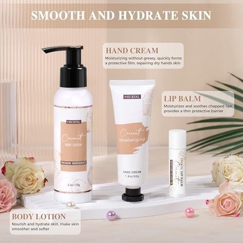 Geschenke für Frauen – Bath & Body Geschenkset mit Kokosnuss-Duft, 12-teiliges Home Spa Set für Selbstpflege, entspannendes Badeset zum Muttertag, Geburtstag, Weihnachten für Mama, Schwester, Ehefrau