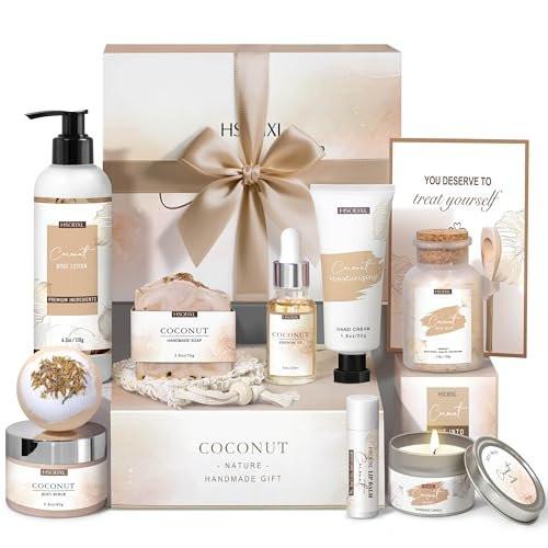 Geschenke für Frauen – Bath & Body Geschenkset mit Kokosnuss-Duft, 12-teiliges Home Spa Set für Selbstpflege, entspannendes Badeset zum Muttertag, Geburtstag, Weihnachten für Mama, Schwester, Ehefrau