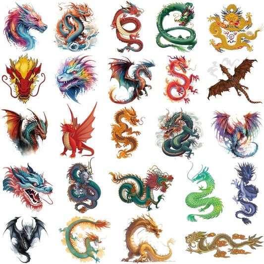 Hohamn 60 Drachen Tattoos für Jungen Kinder, 10 Bögen temporäre Tattoos für Kinder, Geburtstagsparty Zubehör Geschenk Dekoration