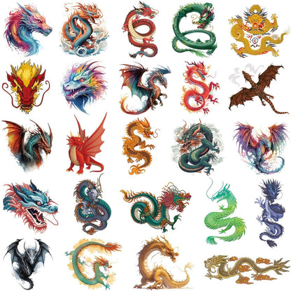 Hohamn 60 Drachen Tattoos für Jungen Kinder, 10 Bögen temporäre Tattoos für Kinder, Geburtstagsparty Zubehör Geschenk Dekoration