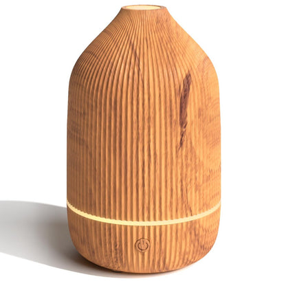 Salubrito Aroma-Diffuser 100ml – Mini Ultraschall-Diffuser für ätherische Öle, Holzmaserung, mit 7 LED-Farben, Auto-Abschaltung