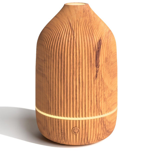 Salubrito Aroma-Diffuser 100ml – Mini Ultraschall-Diffuser für ätherische Öle, Holzmaserung, mit 7 LED-Farben, Auto-Abschaltung