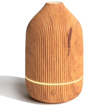 Salubrito Aroma-Diffuser 100ml – Mini Ultraschall-Diffuser für ätherische Öle, Holzmaserung, mit 7 LED-Farben, Auto-Abschaltung