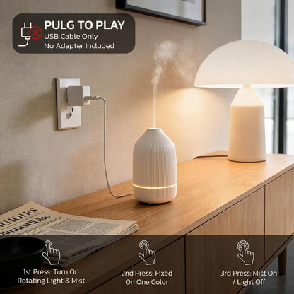 Salubrito 100ml Aromatherapie Diffuser, Ultraschall Diffuser für Ätherische Öle, Mini Luftbefeuchter mit 7 LED Farben & Auto-Abschaltung, Weiß