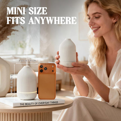Salubrito 100ml Aromatherapie Diffuser, Ultraschall Diffuser für Ätherische Öle, Mini Luftbefeuchter mit 7 LED Farben & Auto-Abschaltung, Weiß