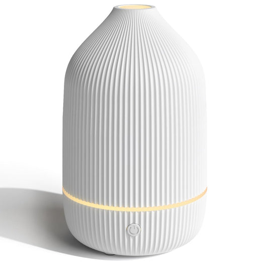 Salubrito 100ml Aromatherapie Diffuser, Ultraschall Diffuser für Ätherische Öle, Mini Luftbefeuchter mit 7 LED Farben & Auto-Abschaltung, Weiß