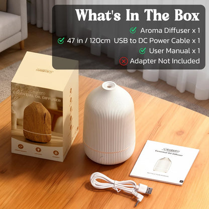Salubrito 100ml Aromatherapie Diffuser, Ultraschall Diffuser für Ätherische Öle, Mini Luftbefeuchter mit 7 LED Farben & Auto-Abschaltung, Weiß