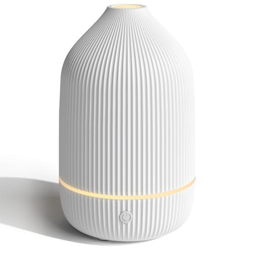 Salubrito 100ml Aromatherapie Diffuser, Ultraschall Diffuser für Ätherische Öle, Mini Luftbefeuchter mit 7 LED Farben & Auto-Abschaltung, Weiß