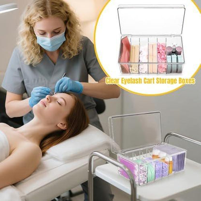 Acshio 2er-Pack Wimpernverlängerungs-Organizer, Klar, Kleine Aufbewahrungsboxen für Wimpernextensions mit 6 Fächern, Großes Fassungsvermögen, Getrennte Aufbewahrung für Wimperntechniker