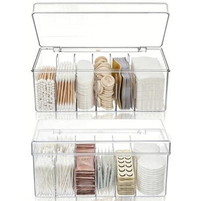 Acshio 2er-Pack Wimpernverlängerungs-Organizer, Klar, Kleine Aufbewahrungsboxen für Wimpernextensions mit 6 Fächern, Großes Fassungsvermögen, Getrennte Aufbewahrung für Wimperntechniker