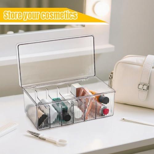 Acshio 2er-Pack Wimpernverlängerungs-Organizer, Klar, Kleine Aufbewahrungsboxen für Wimpernextensions mit 6 Fächern, Großes Fassungsvermögen, Getrennte Aufbewahrung für Wimperntechniker