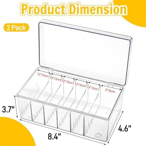 Acshio 2er-Pack Wimpernverlängerungs-Organizer, Klar, Kleine Aufbewahrungsboxen für Wimpernextensions mit 6 Fächern, Großes Fassungsvermögen, Getrennte Aufbewahrung für Wimperntechniker