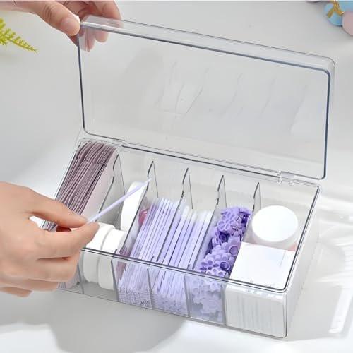 Acshio 2er-Pack Wimpernverlängerungs-Organizer, Klar, Kleine Aufbewahrungsboxen für Wimpernextensions mit 6 Fächern, Großes Fassungsvermögen, Getrennte Aufbewahrung für Wimperntechniker