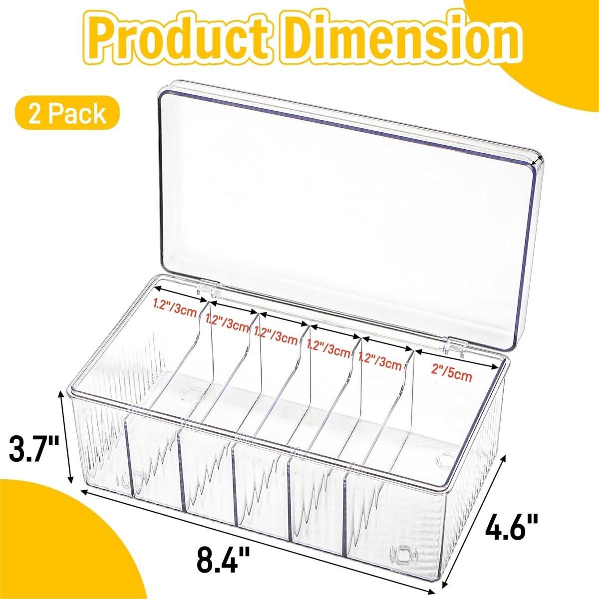 Acshio 2er-Pack Wimpernverlängerungs-Organizer, Klar, Kleine Aufbewahrungsboxen für Wimpernextensions mit 6 Fächern, Großes Fassungsvermögen, Getrennte Aufbewahrung für Wimperntechniker