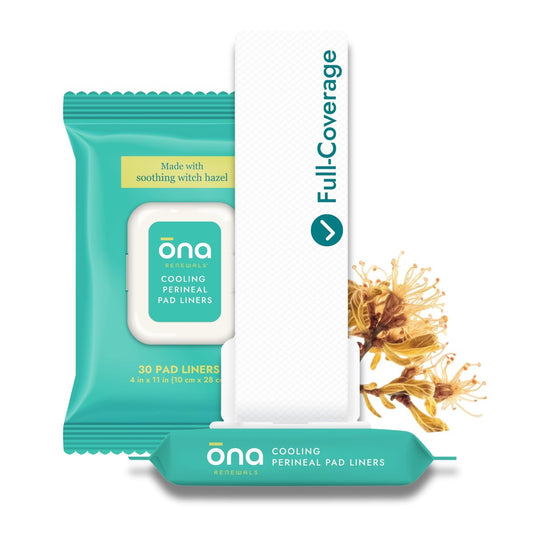Ona Renewals Damenbinde für Frauen – 30 Stück – Duftfrei – Mit beruhigender Zaubernuss – Extra große Kühlpads für die Erholung nach der Geburt – Postpartale Essentials