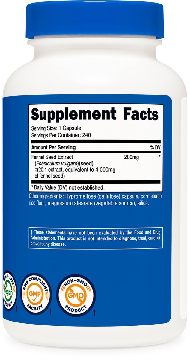 Nutricost Fenchelsamen-Extrakt 240 Kapseln für 240 Portionen pro Flasche - Veganes Fenchelpräparat