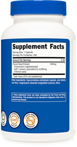 Nutricost Fenchelsamen-Extrakt 240 Kapseln für 240 Portionen pro Flasche - Veganes Fenchelpräparat