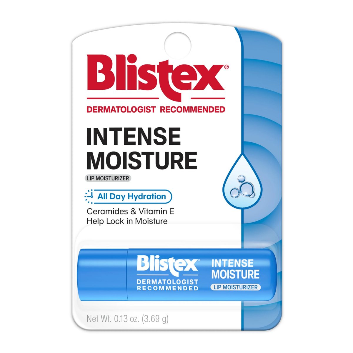 Blistex Intense Moisture – 24h Feuchtigkeits-Lippenbalsam & Pflege für trockene Lippen – mit Ceramiden & Vitamin E, 1 Stück, 3,69 g