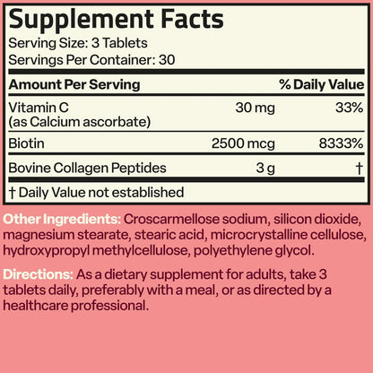 Bronson Kollagenpeptide 3000 mg (pro Portion) mit Biotin & Vitamin C – für Haar, Haut & Nägel, Nicht-GVO, 150 Tabletten