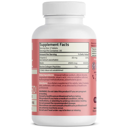 Bronson Kollagenpeptide 3000 mg (pro Portion) mit Biotin & Vitamin C – für Haar, Haut & Nägel, Nicht-GVO, 150 Tabletten