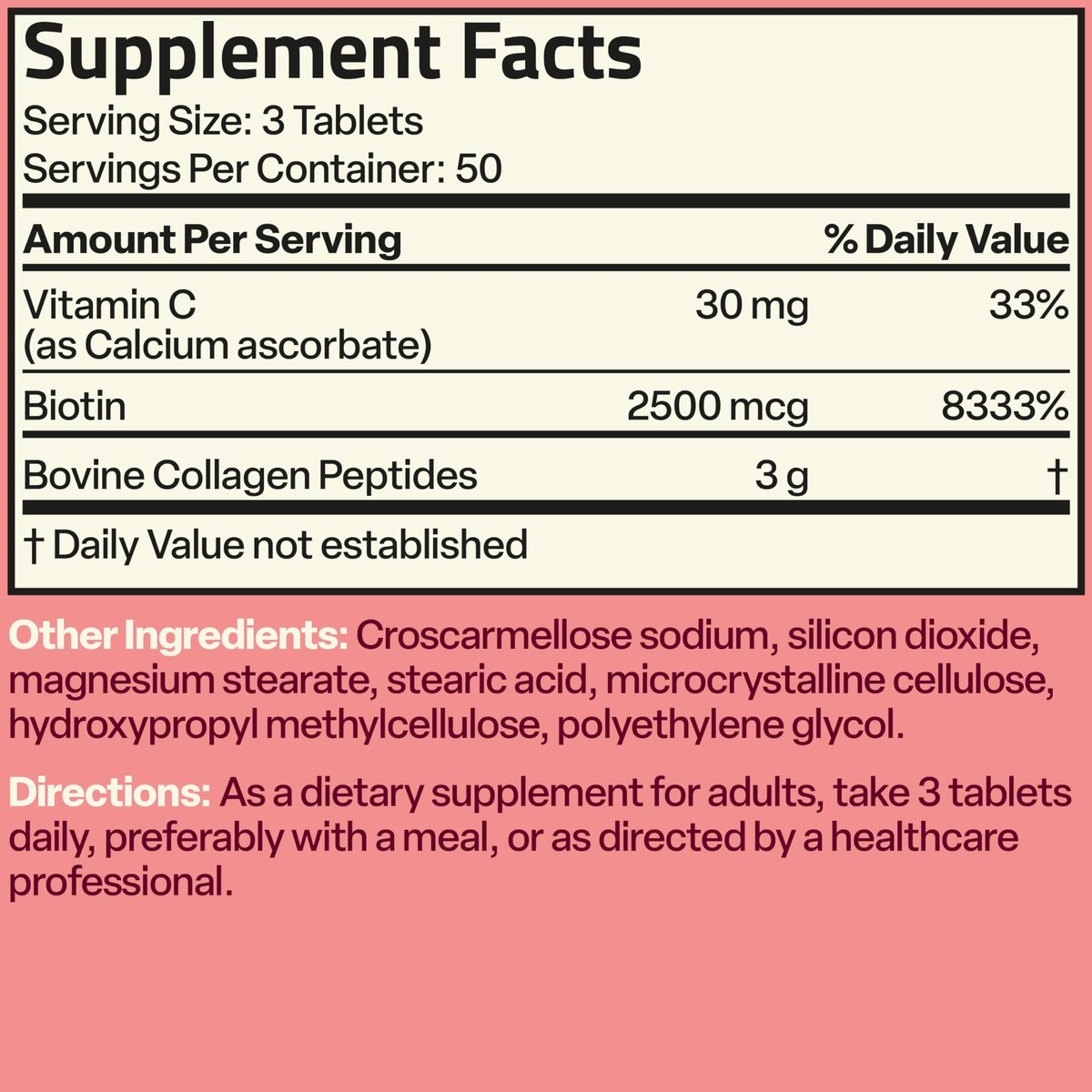 Bronson Kollagenpeptide 3000 mg (pro Portion) mit Biotin & Vitamin C – für Haar, Haut & Nägel, Nicht-GVO, 150 Tabletten