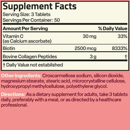 Bronson Kollagenpeptide 3000 mg (pro Portion) mit Biotin & Vitamin C – für Haar, Haut & Nägel, Nicht-GVO, 150 Tabletten