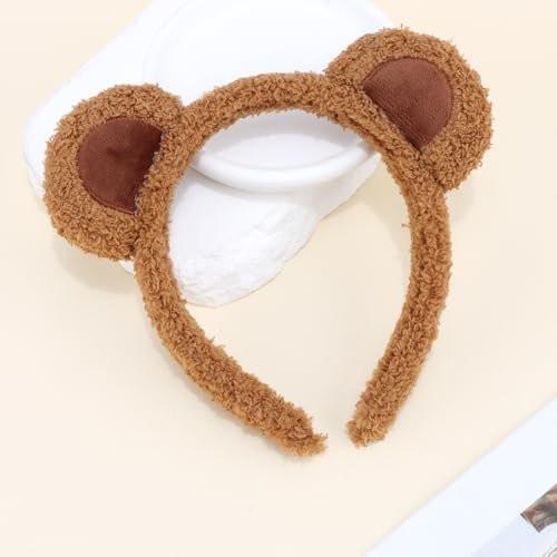 Atoden Bärenohren-Stirnband mit Chipmunk-Ohren – Teddybär-Kopfband für Erwachsene – Tierohren-Haarband für Kostüme, Mottopartys und Cosplay (Braun)