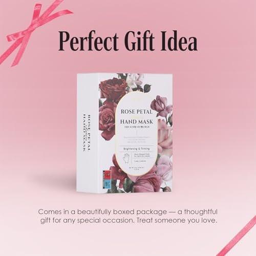 Koelf Rose Petal Satin Hand Mask (10 Paare) – Intensiv pflegende, feuchtigkeitsspendende Handschuhe mit Rosen-Duft, Peptiden, Kollagen und Sheabutter für geschmeidig weiche Haut – Handpflege-Behandlung