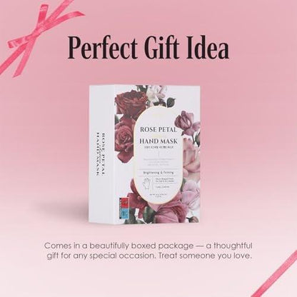 Koelf Rose Petal Satin Hand Mask (10 Paare) – Intensiv pflegende, feuchtigkeitsspendende Handschuhe mit Rosen-Duft, Peptiden, Kollagen und Sheabutter für geschmeidig weiche Haut – Handpflege-Behandlung
