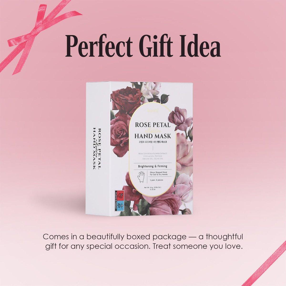 Koelf Rose Petal Satin Hand Mask (10 Paare) – Intensiv pflegende, feuchtigkeitsspendende Handschuhe mit Rosen-Duft, Peptiden, Kollagen und Sheabutter für geschmeidig weiche Haut – Handpflege-Behandlung