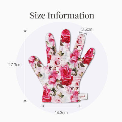 Koelf Rose Petal Satin Hand Mask (10 Paare) – Intensiv pflegende, feuchtigkeitsspendende Handschuhe mit Rosen-Duft, Peptiden, Kollagen und Sheabutter für geschmeidig weiche Haut – Handpflege-Behandlung