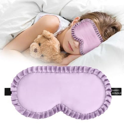 Kinder Schlafmaske, 100% echte Maulbeerseide Augenmaske, Schlafmaske für Kinder mit verstellbarem elastischem Band, weich & leicht, Schlafbrille Geschenk für Jungen Mädchen Teenager ab 5 Jahren (Lila)