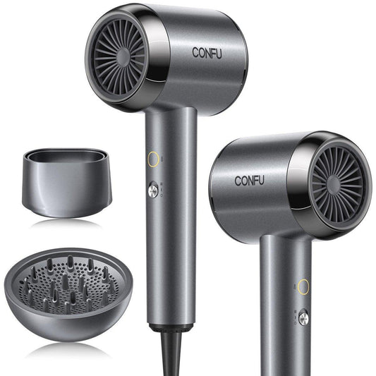 CONFU Diffuser Haartrockner - Plasma Ionen Profi 1600 Watt Föhn für Locken, Anti-Frizz, Leicht & Tragbar