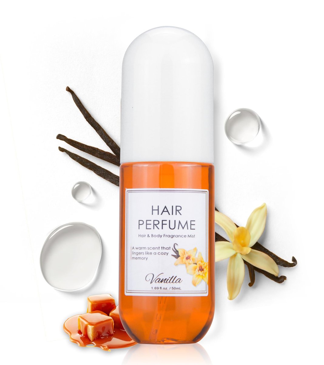 Vanilla Hair & Body Parfumspray – Pheromon-Parfum für Frauen, lang anhaltender Duftnebel, Frizz-Kontrolle & Glanzverstärkung, pflegendes Haar-Reparatur-Mist, tägliche Anwendung, alkoholfrei, 1,7 oz Reisegröße