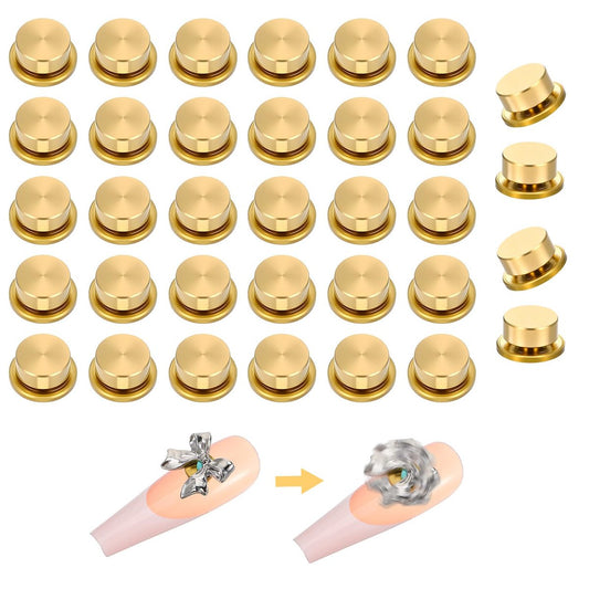 30-teilige rotierende Nagelverzierungen - Goldene Nagelkunst-Charm-Lager für DIY-Designs und Schmuckzubehör