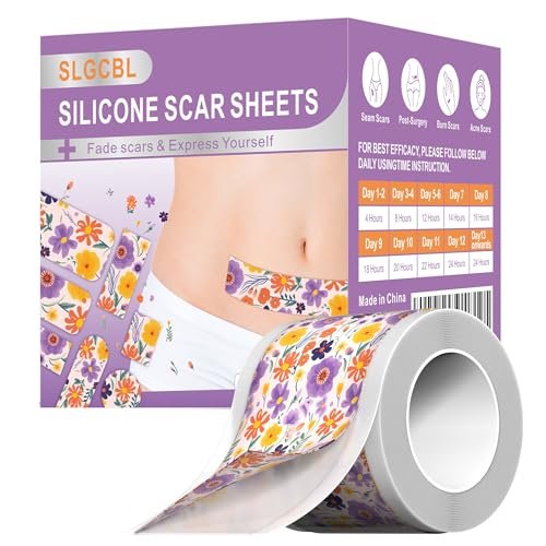SLGCBL Silikon-Narbenband für Operationsnarben, Silikon-Narbenpflaster, Kaiserschnitt, Bauchdeckenstraffung (1,6" x 60"-1,5 M) Wiederverwendbare Narbenentfernungsstreifen für Gesicht, Körper, Verbrennungen und Keloidnarben