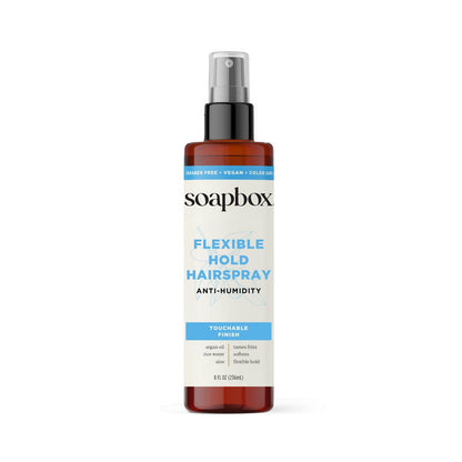 Soapbox Non-Aerosol Haarspray – Flexibler Halt mit Anti-Frizz, Vitamin B5 & Aloe Vera, leichter, weicher Halt, Glanz, 240 ml