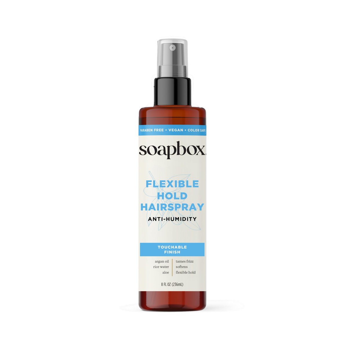 Soapbox Non-Aerosol Haarspray – Flexibler Halt mit Anti-Frizz, Vitamin B5 & Aloe Vera, leichter, weicher Halt, Glanz, 240 ml