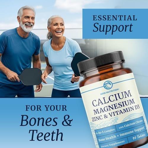Calcium Magnesium Zink D3 Kapseln | Starke Knochen, Gesunde Zähne & Immununterstützung | Calciumcitrat, Magnesium und Zink mit Vitamin D3 | 4-in-1 Cal Mag Supplement | 90 Tabletten (1 Monatsvorrat)