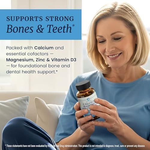 Calcium Magnesium Zink D3 Kapseln | Starke Knochen, Gesunde Zähne & Immununterstützung | Calciumcitrat, Magnesium und Zink mit Vitamin D3 | 4-in-1 Cal Mag Supplement | 90 Tabletten (1 Monatsvorrat)