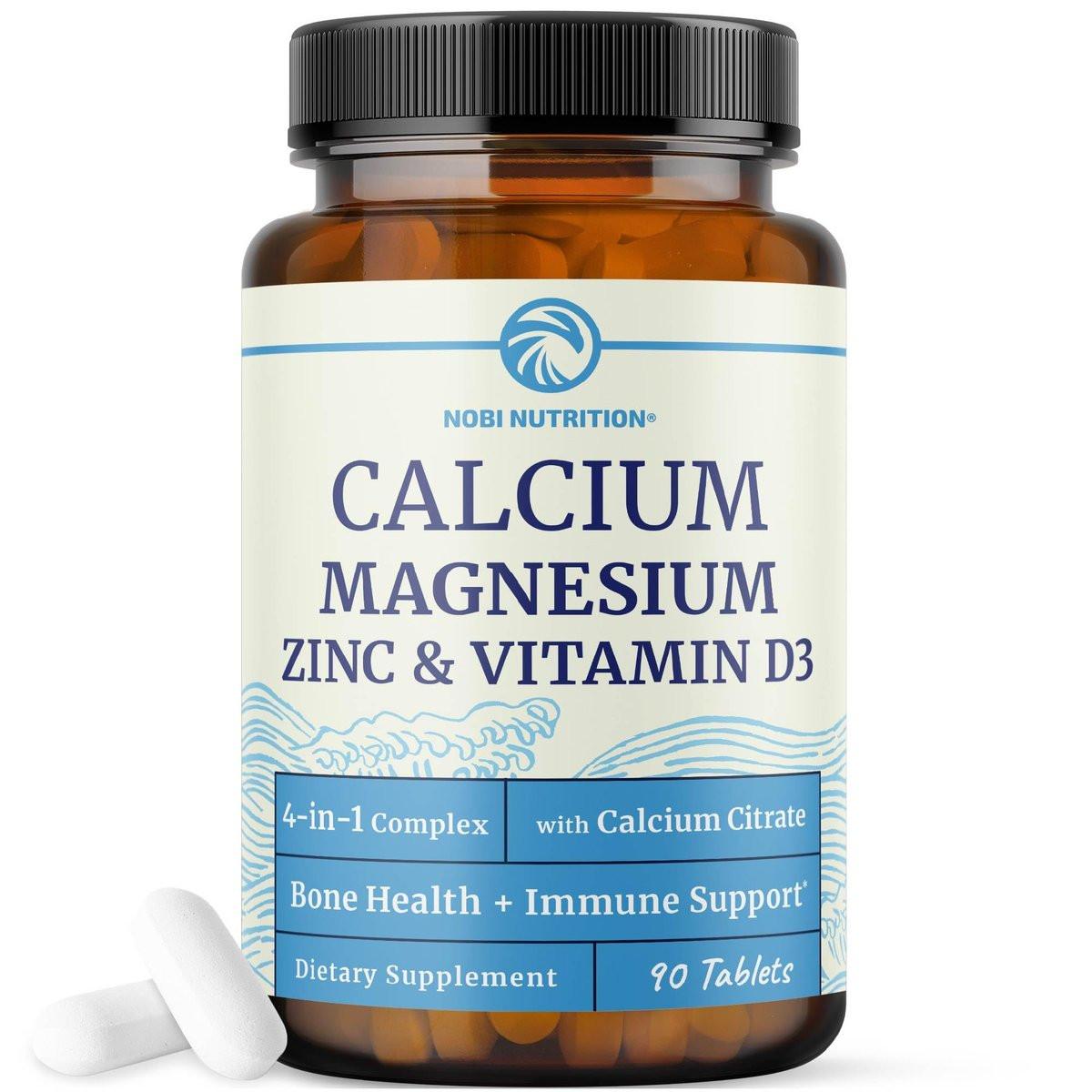 Calcium Magnesium Zink D3 Kapseln | Starke Knochen, Gesunde Zähne & Immununterstützung | Calciumcitrat, Magnesium und Zink mit Vitamin D3 | 4-in-1 Cal Mag Supplement | 90 Tabletten (1 Monatsvorrat)
