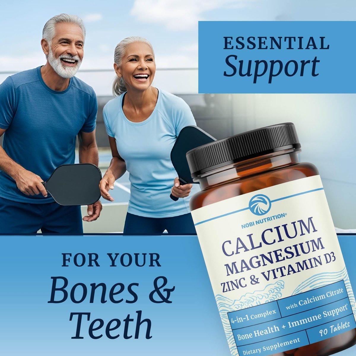 Calcium Magnesium Zink D3 Kapseln | Starke Knochen, Gesunde Zähne & Immununterstützung | Calciumcitrat, Magnesium und Zink mit Vitamin D3 | 4-in-1 Cal Mag Supplement | 90 Tabletten (1 Monatsvorrat)