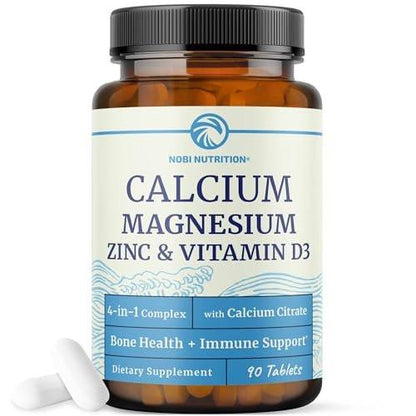 Calcium Magnesium Zink D3 Kapseln | Starke Knochen, Gesunde Zähne & Immununterstützung | Calciumcitrat, Magnesium und Zink mit Vitamin D3 | 4-in-1 Cal Mag Supplement | 90 Tabletten (1 Monatsvorrat)