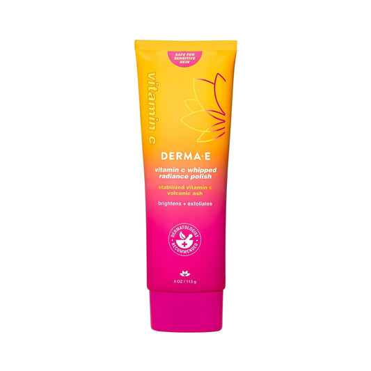 DERMA E Gesichtspeeling, Vitamin C Whipped Radiance Polish, 113 g – Stabilisiertes Vitamin C & Dual-Action Peeling für sanfte Hautpflege
