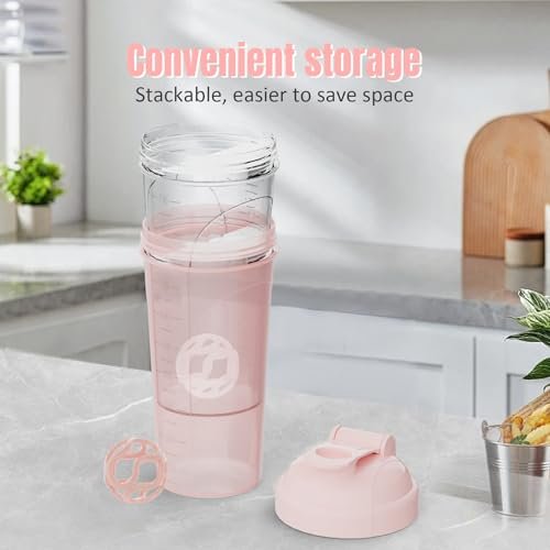 PZMLOASN Premium Protein Shaker Flasche 2er-Pack mit 2 Tritan Mischkugeln | Shaker-Becher für Fitness-Workout | Protein-Shake-Flasche 24 oz/700 ml