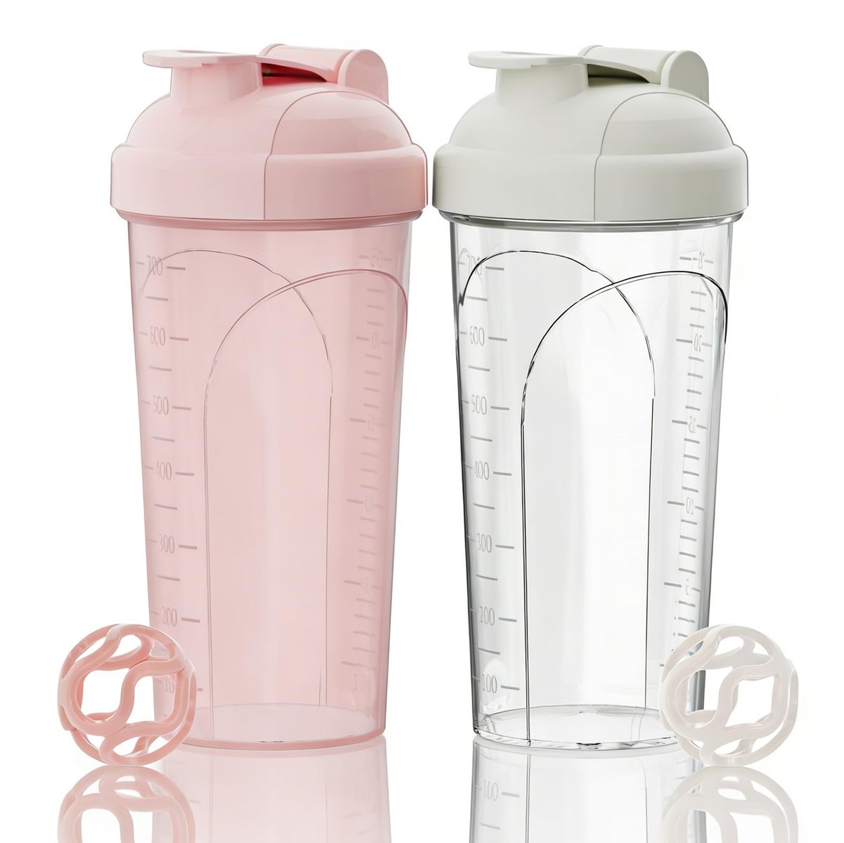 PZMLOASN Premium Protein Shaker Flasche 2er-Pack mit 2 Tritan Mischkugeln | Shaker-Becher für Fitness-Workout | Protein-Shake-Flasche 24 oz/700 ml