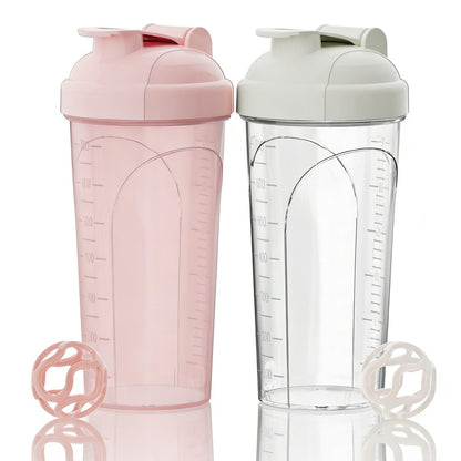 PZMLOASN Premium Protein Shaker Flasche 2er-Pack mit 2 Tritan Mischkugeln | Shaker-Becher für Fitness-Workout | Protein-Shake-Flasche 24 oz/700 ml