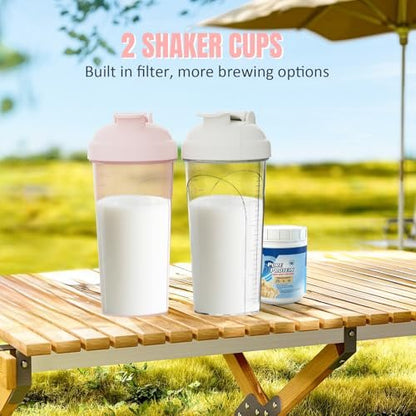 PZMLOASN 2er-Set Shakerflasche für Proteinshakes – 700 ml, auslaufsicher, langlebig, ideal für cremige Fitness-Shakes (Pink+Schwarzweiß)