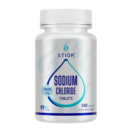 STIOR Reines Natriumchlorid Tabletten 1000 mg | 240 Stück Salzergänzung | GMP-zertifiziert in den USA, drittanbietergetestet | Vegan, Nicht-GVO, Glutenfrei, ohne Allergene & künstliche Zusätze
