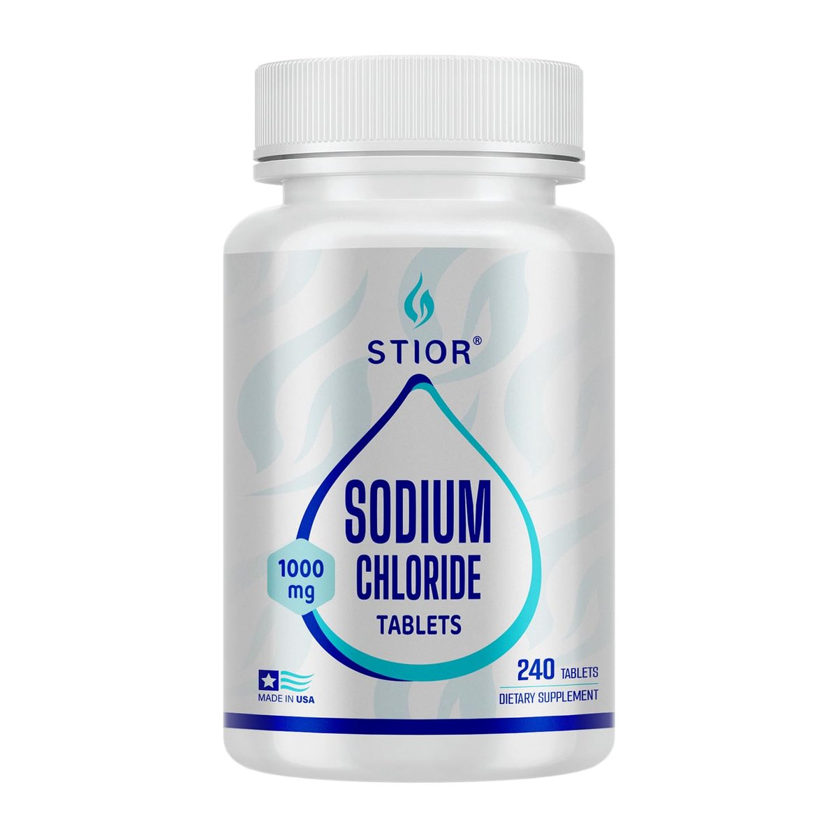 STIOR Reines Natriumchlorid Tabletten 1000 mg | 240 Stück Salzergänzung | GMP-zertifiziert in den USA, drittanbietergetestet | Vegan, Nicht-GVO, Glutenfrei, ohne Allergene & künstliche Zusätze